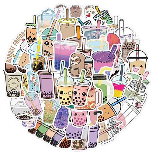 Aesthetic Black and White Stickers Pack 50PCS, Y2K Laptop Decals Milk and Cookies Vinyl Waterproof Retro Vintage for Adults Teens (Pearl Milk Tea)