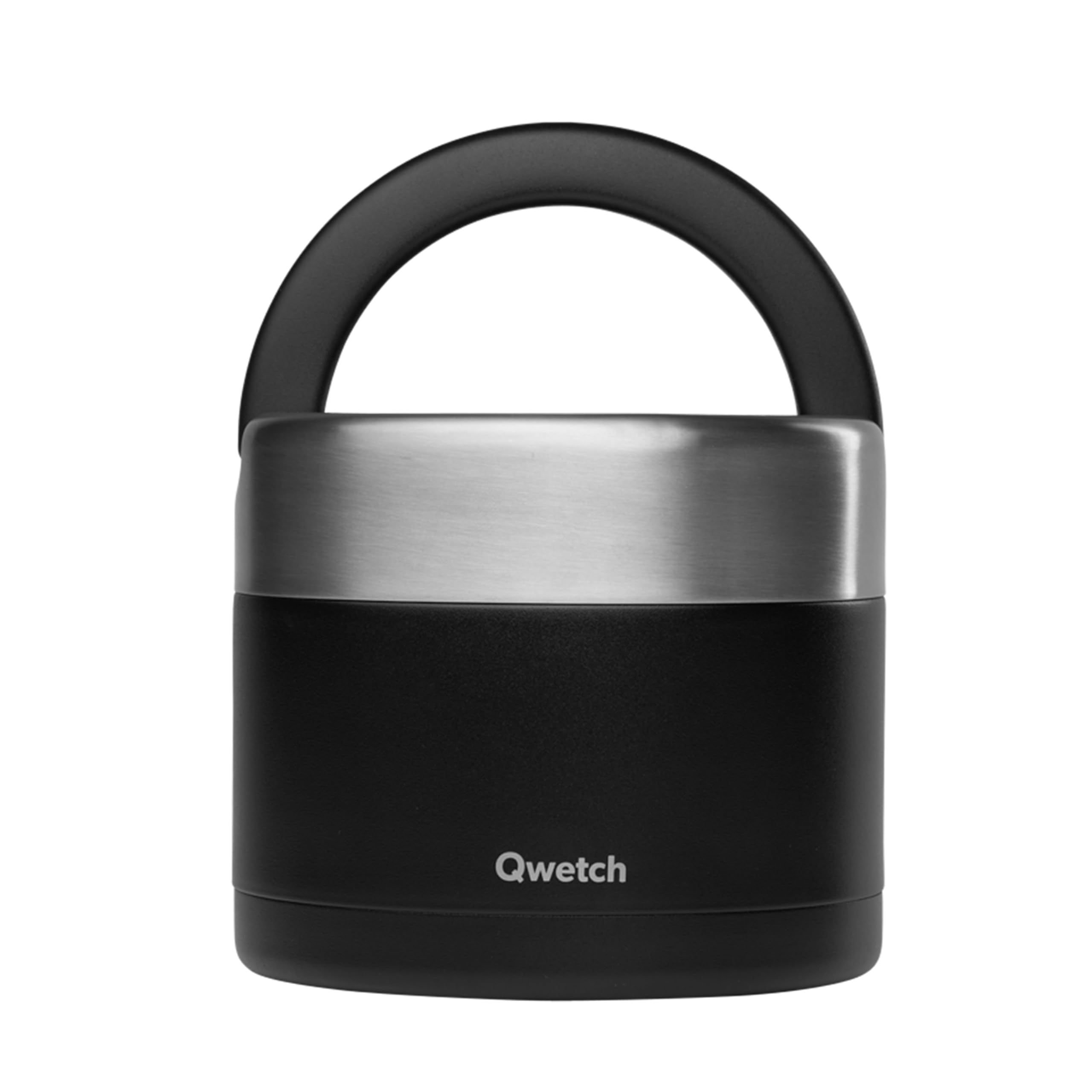 QWETCH - Thermobehälter für Essen mit Griff - 850 ml Schwarz - Lunchbox Edelstahl Isotherm - 5h Heiß & 7h Kalt - Auslaufsicher & BPA-frei