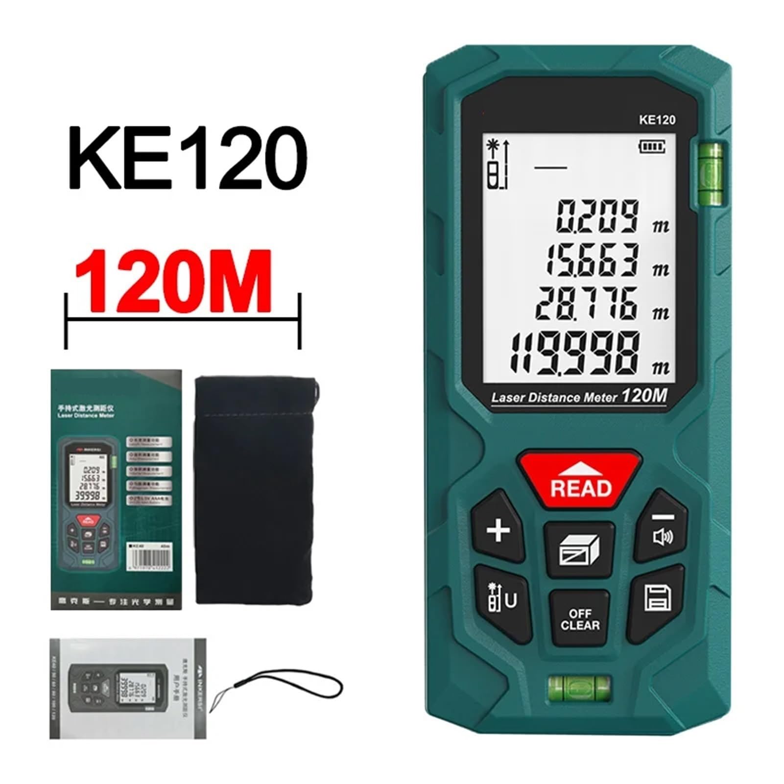 Telemetro laser Metro a nastro digitale 40M/70M/120m Misuratore di distanza laser ad alta precisione Telemetro digitale for roulette(KE120 120m)