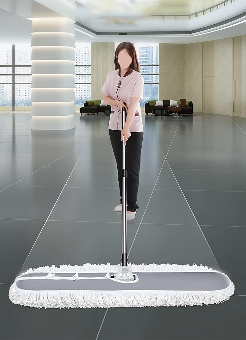 YANZEXI Dry Mop with 2 Resuable Washable Pads - 24 Inch Dust Mop Cotton thread Broom Cleaning Floor Mop with Stainless Steel Handle Large Commercial Wet Mop for Hardwood, Tiles,Laminate,Ceramic，Marble : Industrial & Scientific