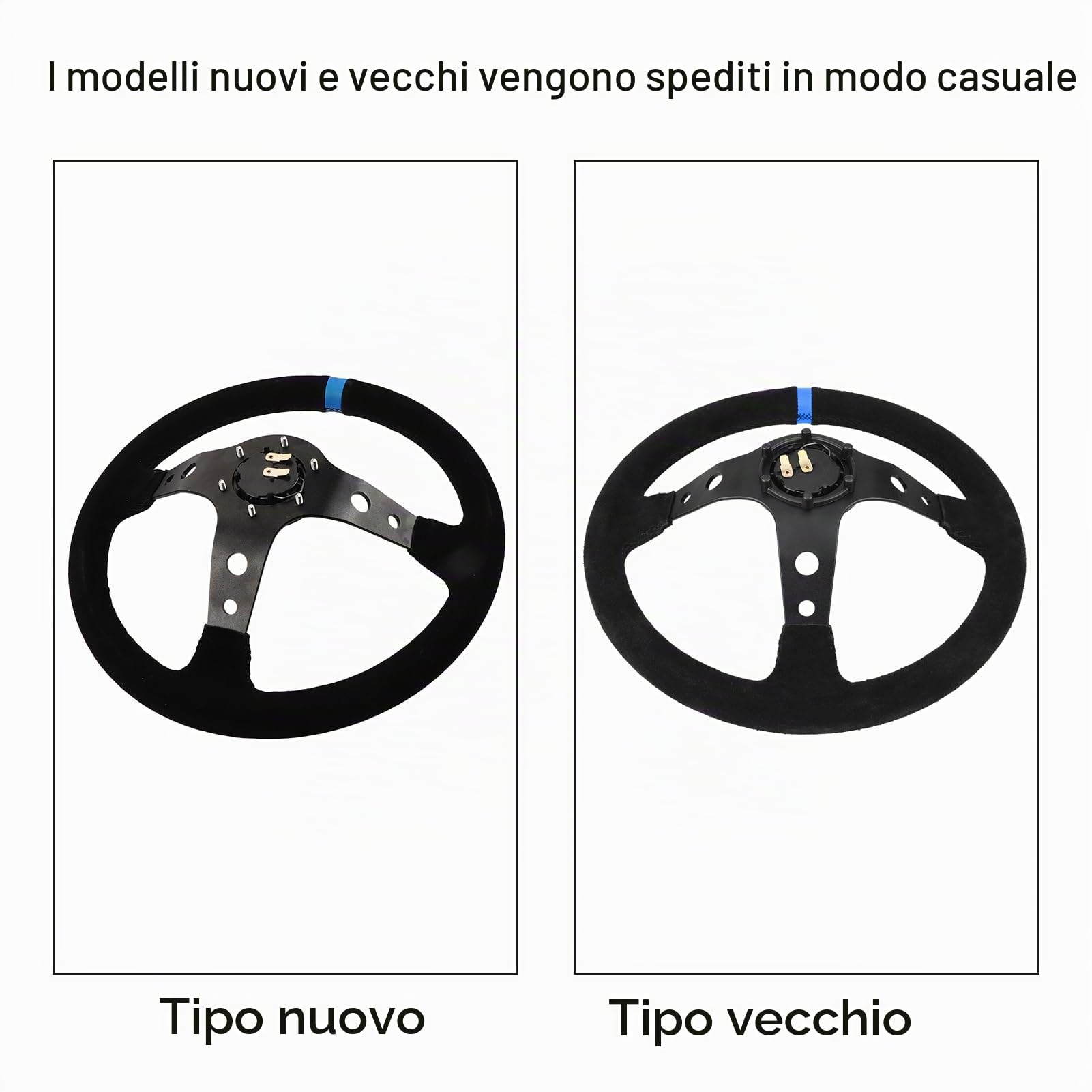 Volante universale da 35 cm 14 pollici a 6 bulloni Volante da corsa per auto con clacson Modifica auto Pelle scamosciata Telaio nero Volante sportivo alla deriva (Blue)
