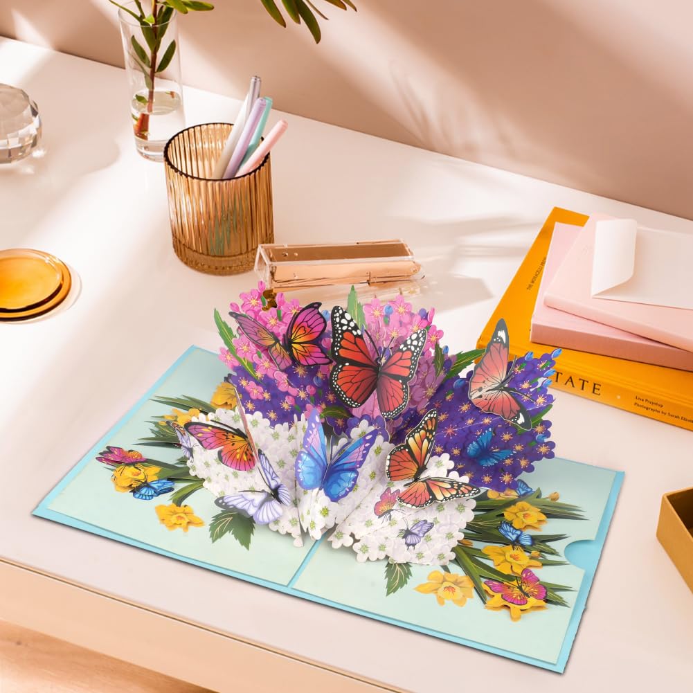 Biglietto Di Auguri 3D A Forma Di Farfalla – Pieghevole In Carta Italiana FSC, 10x15 Cm, Con Busta E Custodia, Fatto A Mano