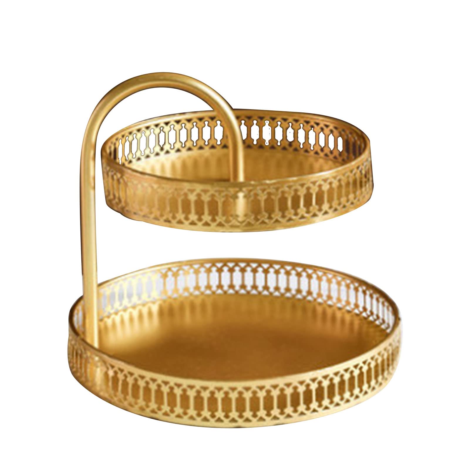 Double Layer Fruit Plate Dessert Stand Pastry Tray Decorative Copper Gold Biscuits Dessert Display Plate Cupcake Tower Dessert Stand Cake Stand Tray Rackfor Wedding(Vertical Grain)