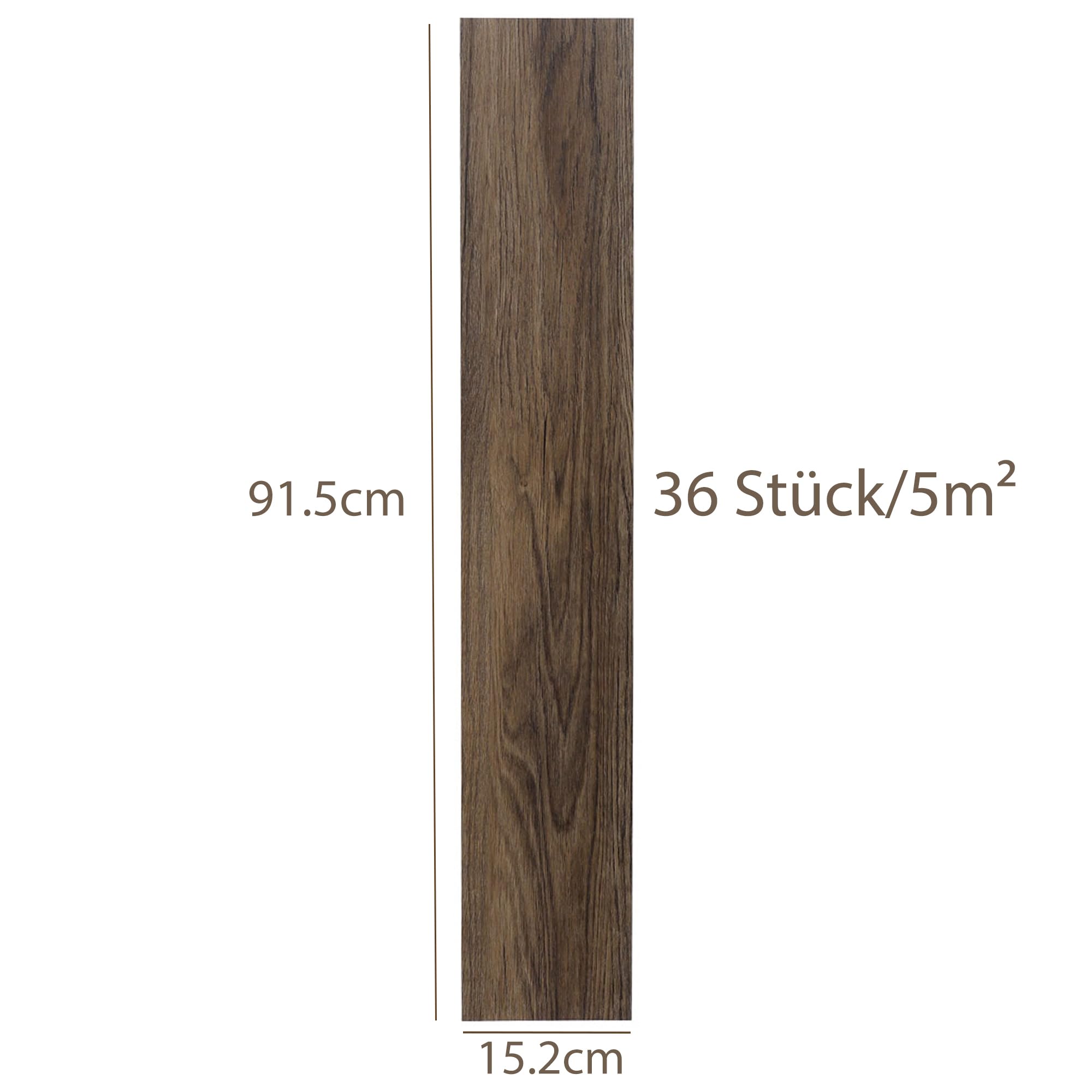 INMOZATA Revestimiento de suelo de PVC autoadhesivo, 36 baldosas/91,5 x 15,2 cm, 5,01 m², suelo de vinilo autoadhesivo, grosor 2 mm, impermeable, para cocina, baño, casa, suelo de roble ahumado