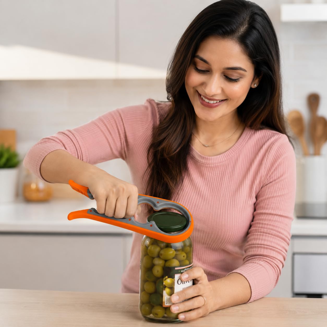 4 in 1 Creative Multifunction Gourd-Shaped Can Opener Kitchen Tool Grip Jar & Bottle Opener Rubber Design Fits All Bottles Caps Premium Easy Grip Jar Opener — Amazon image 4
