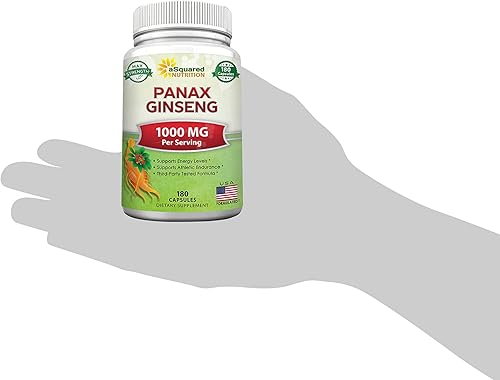 Miniatura 8 de aSquared Nutrition Red Korean Panax Ginseng (1000 mg de fuerza máxima) 180 cápsulas Complejo de extracto de raíz, suplemento asiático en polvo,