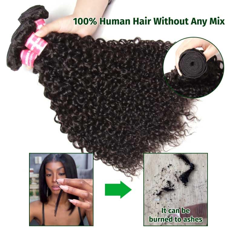 UNICE Human Hair Bundles Curly 16 18 20 inch 100% Unprocessed Brazilian Virgin Weave 3 Bundle Real Natural Black Human Hair Extensions 1B Natural Black Color for Women