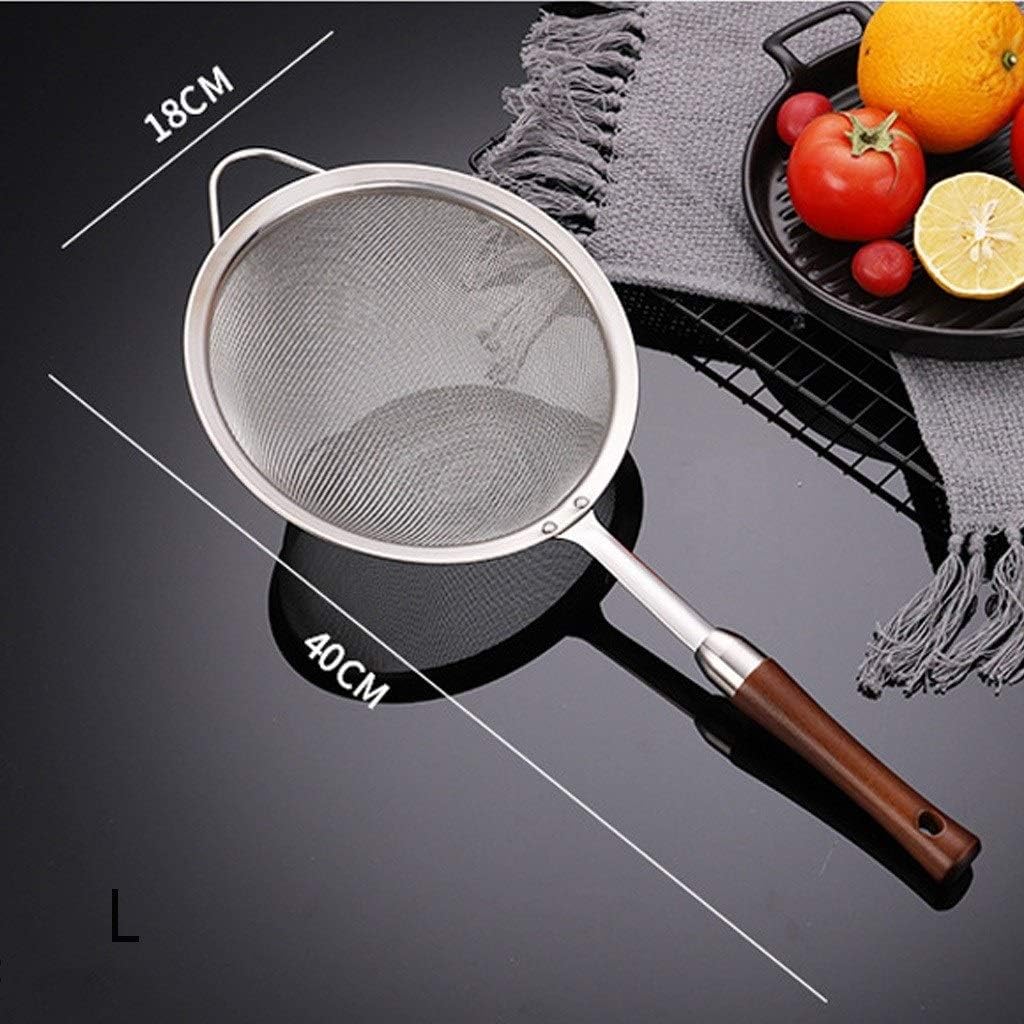 Leaky Spoon Stainless Steel Skimmer Spoon Long Handle with Wide Resting Ear Design with Solid Color Sturdy Handle and 1 Wider Hook Colander (Size : L)