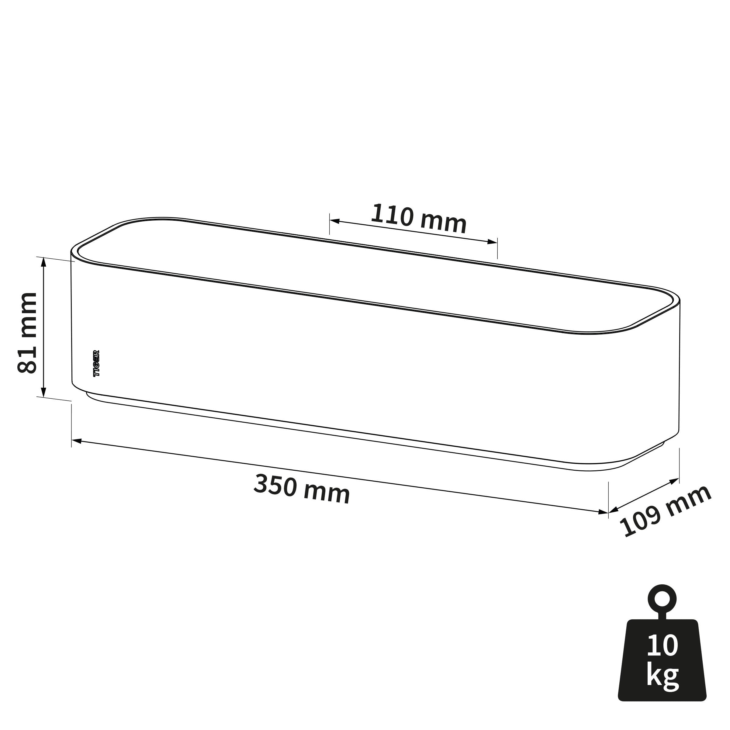 Tiger 2-Store Estante de Pared o Cesta de Ducha, 35 cm, Blanco