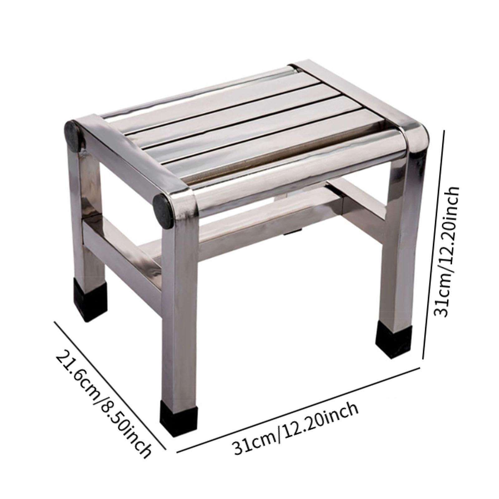Qectial Metall Trittschemel, Duschbank, Stabil, rutschfest, Multifunktional, Fußstütze, Badhocker für Schlafzimmer, Badezimmer, Kinder, Senioren, 31 cm X 21.6 cm X 31 cm