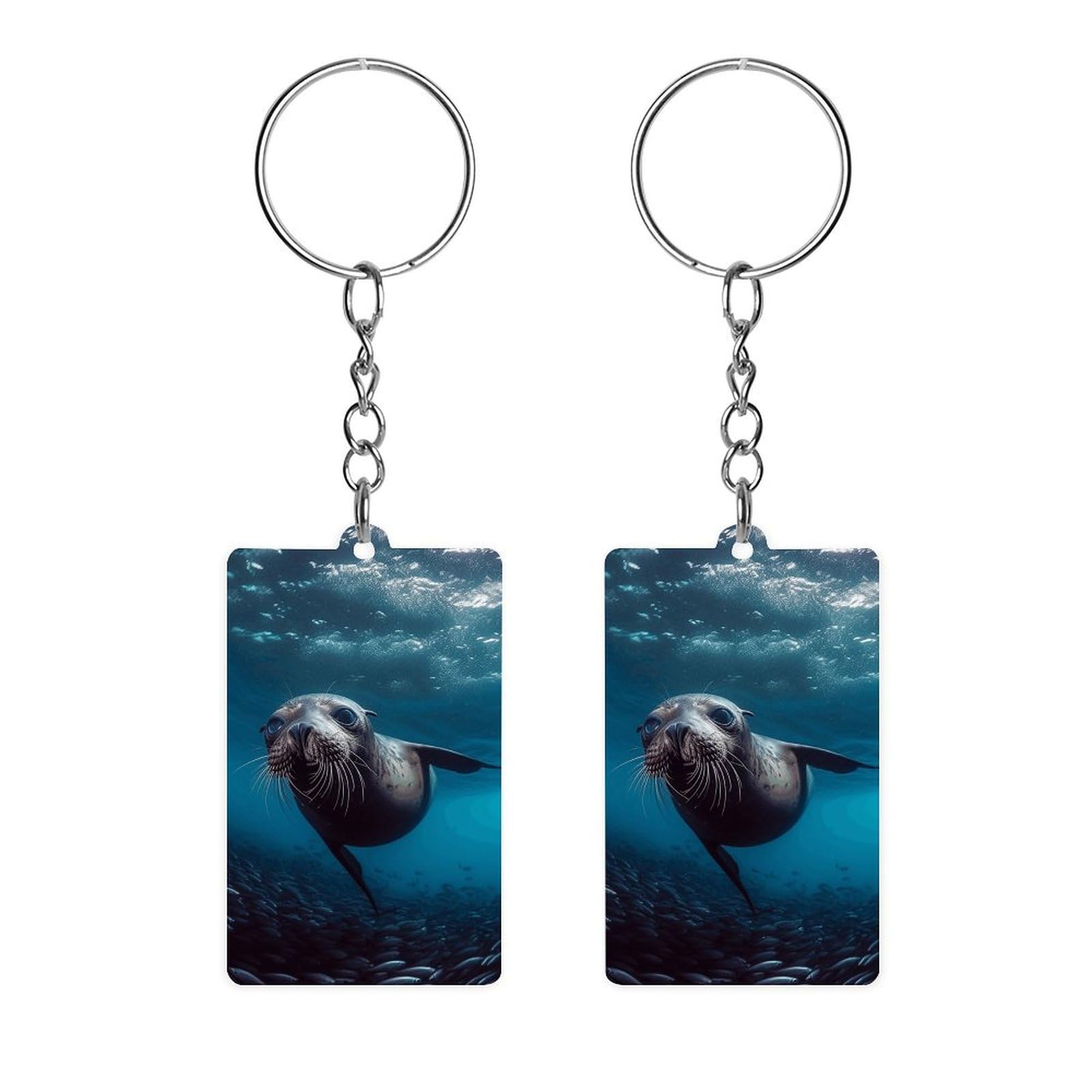 DWVTSLH Underwater Sea Lion Keychain Acrylic Keychain Transparent Keychain for Vinyl Kit Keyring Picture Keychain Acrylic Keychain for Pendant Keychain