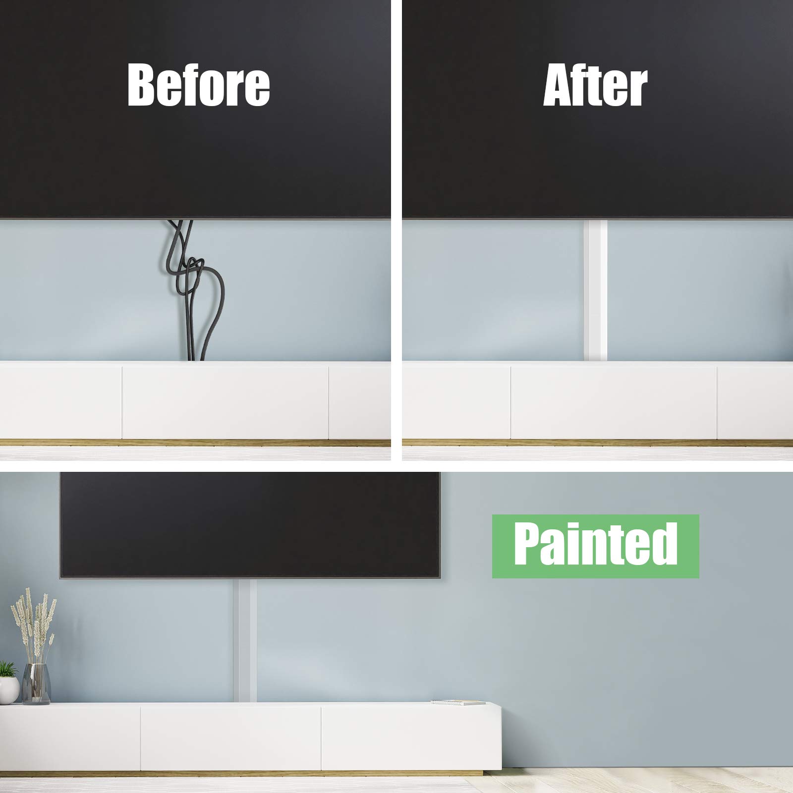 Delamu Cord Hider for Wall Cable Management Channel to Hide Wires, 6