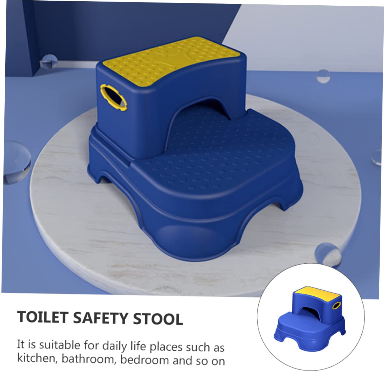 VICASKY Taburete de Escalón Infantil Doble Taburete de Seguridad Baño Reposapiés Antideslizante para Pequeños Color Amarillo y Azul