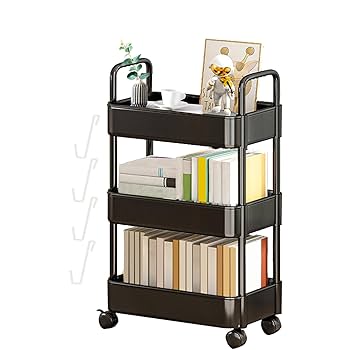 *ローリング 収納カート 4段 移動式棚 ユニット バスルームカート ハンドル Amazon.co.jp: キッチンワゴン ローリングカート 収納カート