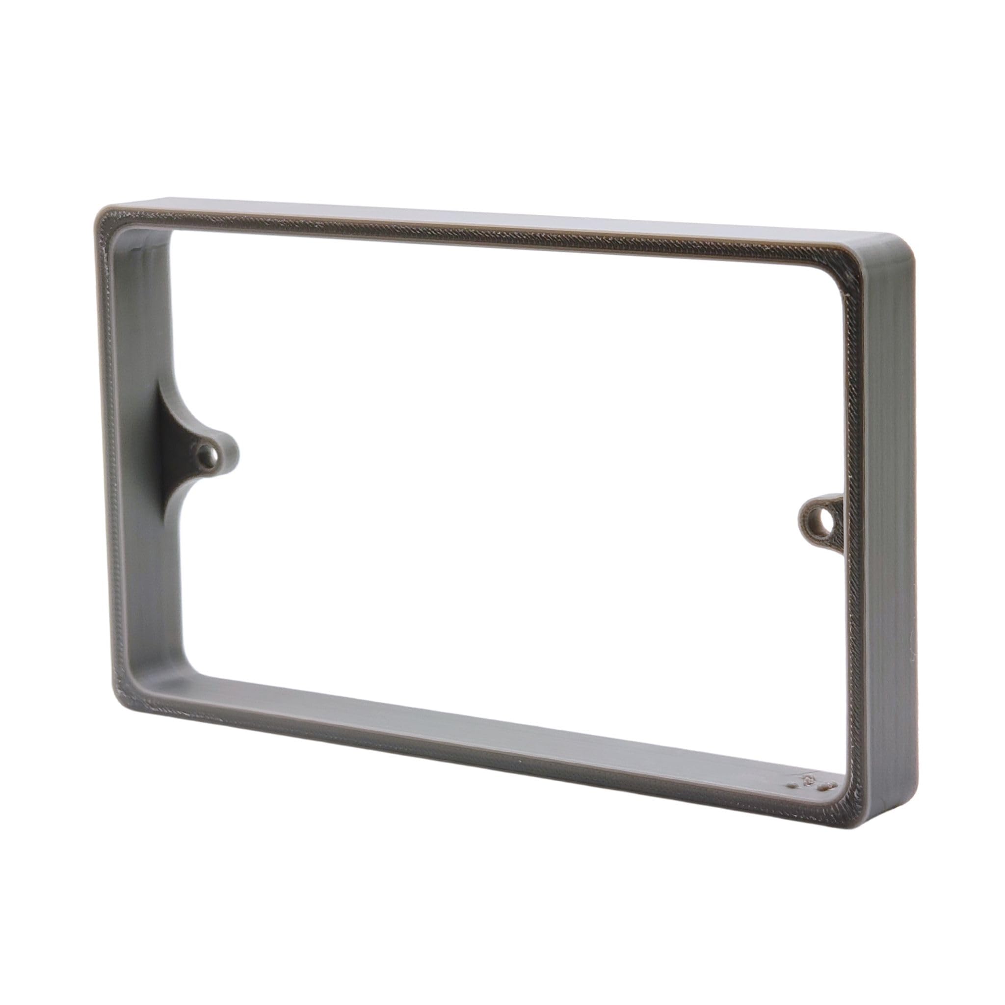 2-Gang Socket Spacer 15mm Grey - UK Made Double Back Box Extender for Tiled, Acoustic & Slat Walls