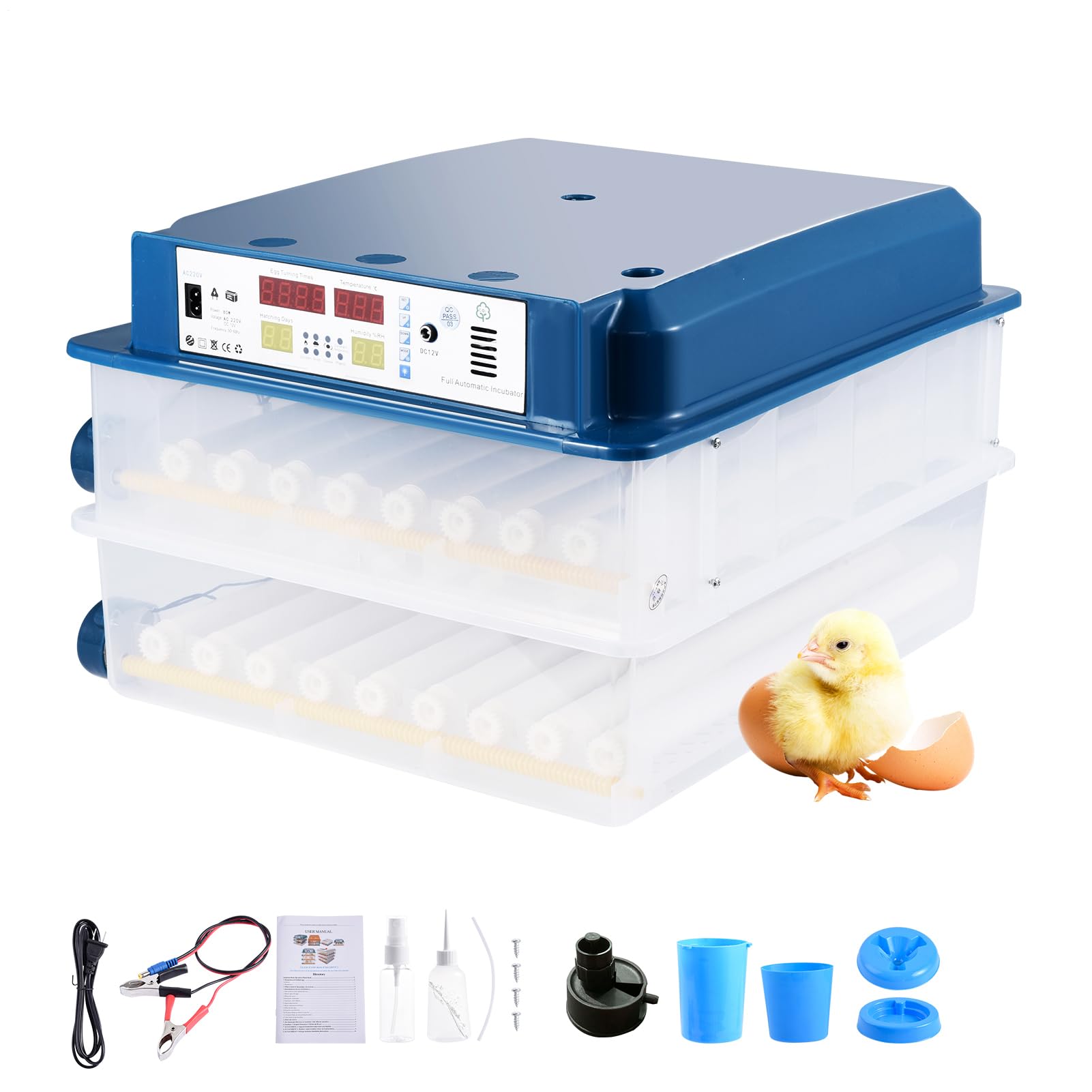 120 Egg Incubators for Hatching Eggs Automatic Temperature Control Chicken Quail Eggs Incubator Humidity Monitoring,Poultry Hatcher with 5 Hatching Modes for Farm Egg Incubation