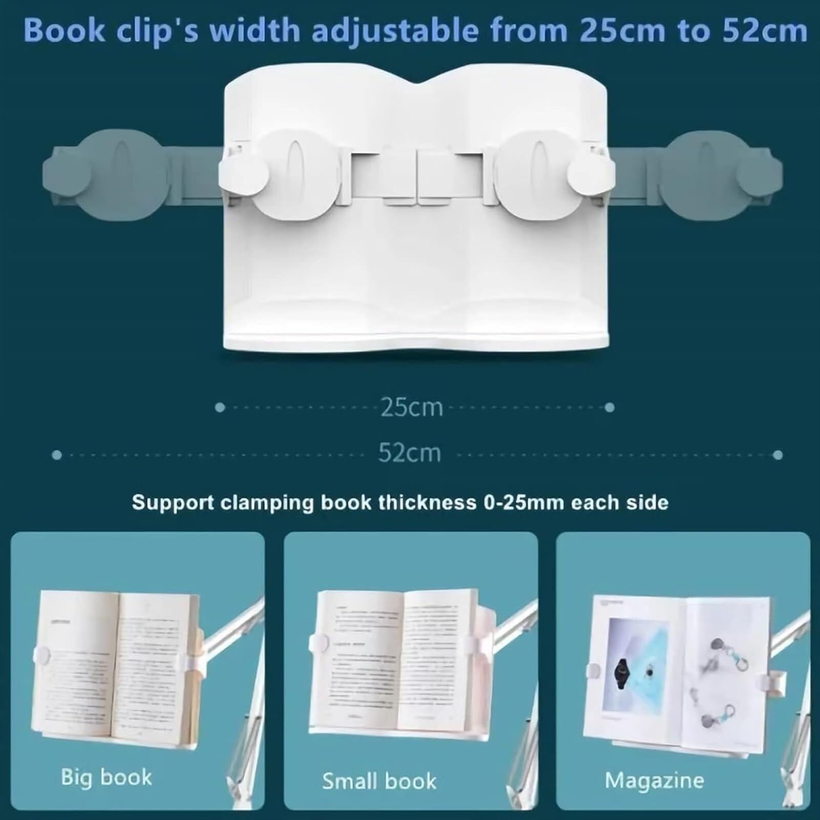 Leggio for Lettura, Supporto da Pavimento in Metallo Regolabile in Altezza, Leggio Portatile for Letto da Tavolo con Braccio Lungo, Rotazione Multi-Angolo, for Libro di Testo/ricetta/rivista