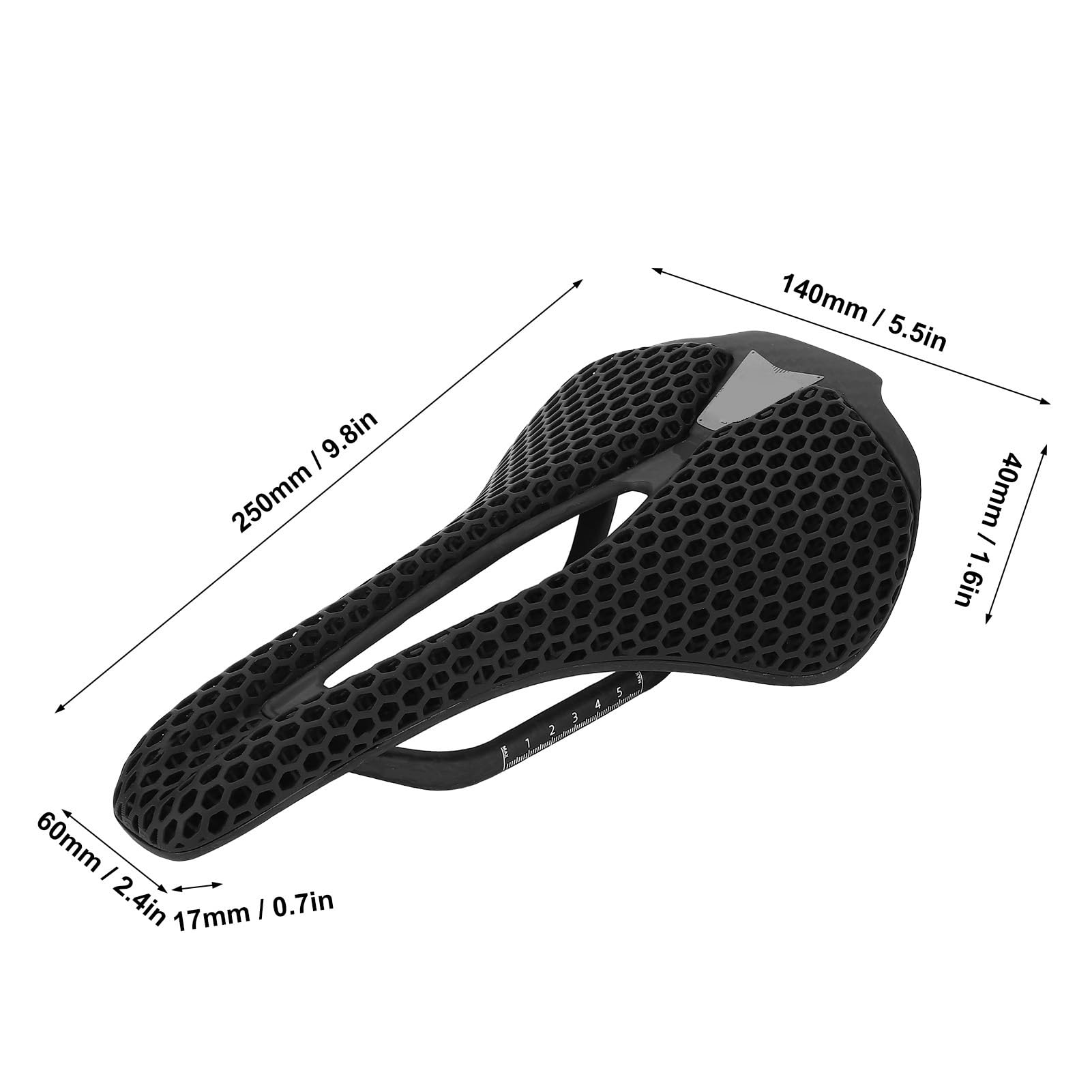 Siodełko Rowerowe z Włókna Węglowego z Nadrukiem 3D, Oddychająca, Wodoodporna, Lekka Poduszka Unisex, Siodełko do Roweru Szosowego o Strukturze Plastra Miodu do Rowerów MTB, BMX
