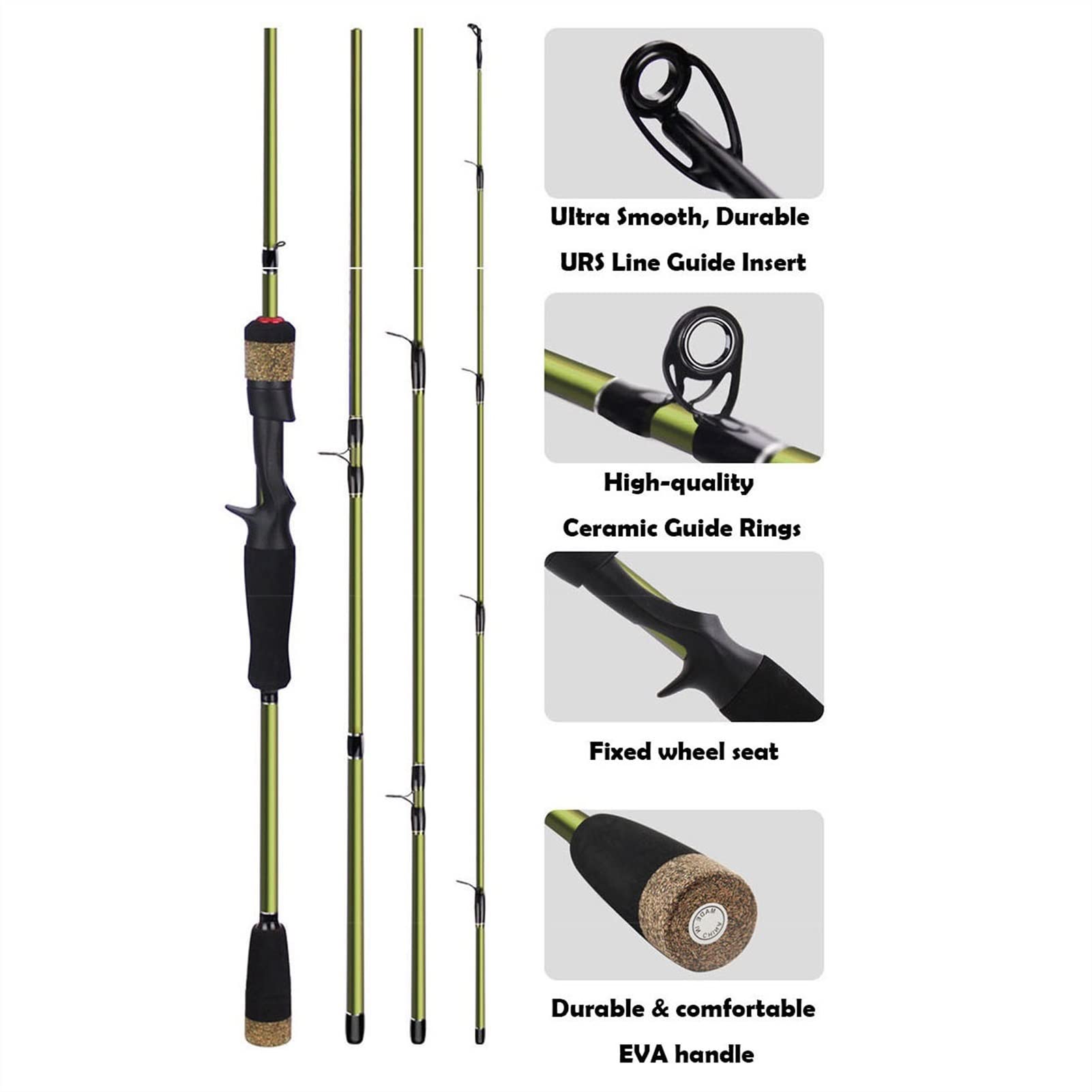 TOMYEUS Canne da Pesca Canna da Pesca, Manico in Sughero Feeder Spinning Pesca Canna da Pesca M Power Travel Rod Carp Feeder Pole Portable Pesca Attrezzatura da Pesca Barre da Pesca da Viaggio
