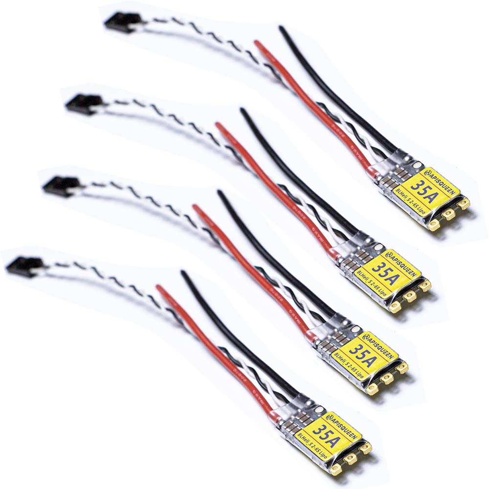 APISQUEEN 4PCS 35A ESC 2S-6S Lipo BLHeli_S Electronic Speed Controller Support Dshot 150/300/600 Brushless ESC for FPV Racing Drone Multicopter Quadcopter，Underwater thruster
