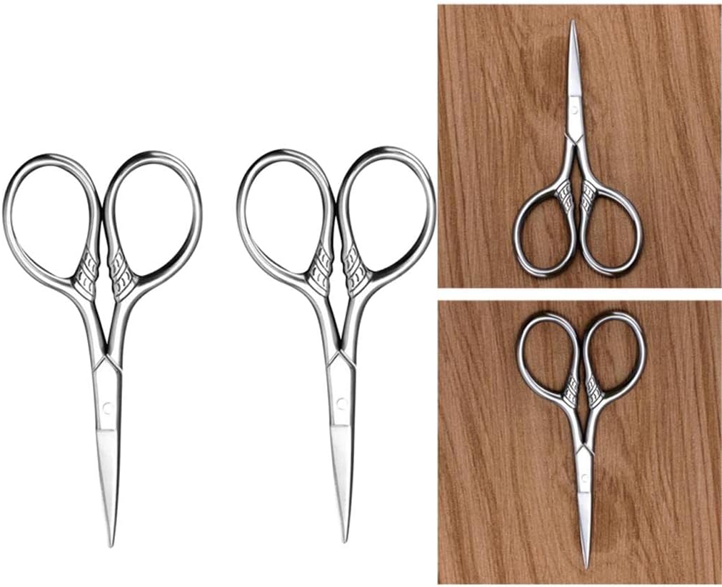 2X Salon Barber Beard Mustache Haircutting Styling Scissors Set. Stainless Steel, Extra Sharp and Great for Facial Grooming, Travel, Perfect Gift for Men, Women, Boys, Girls.
