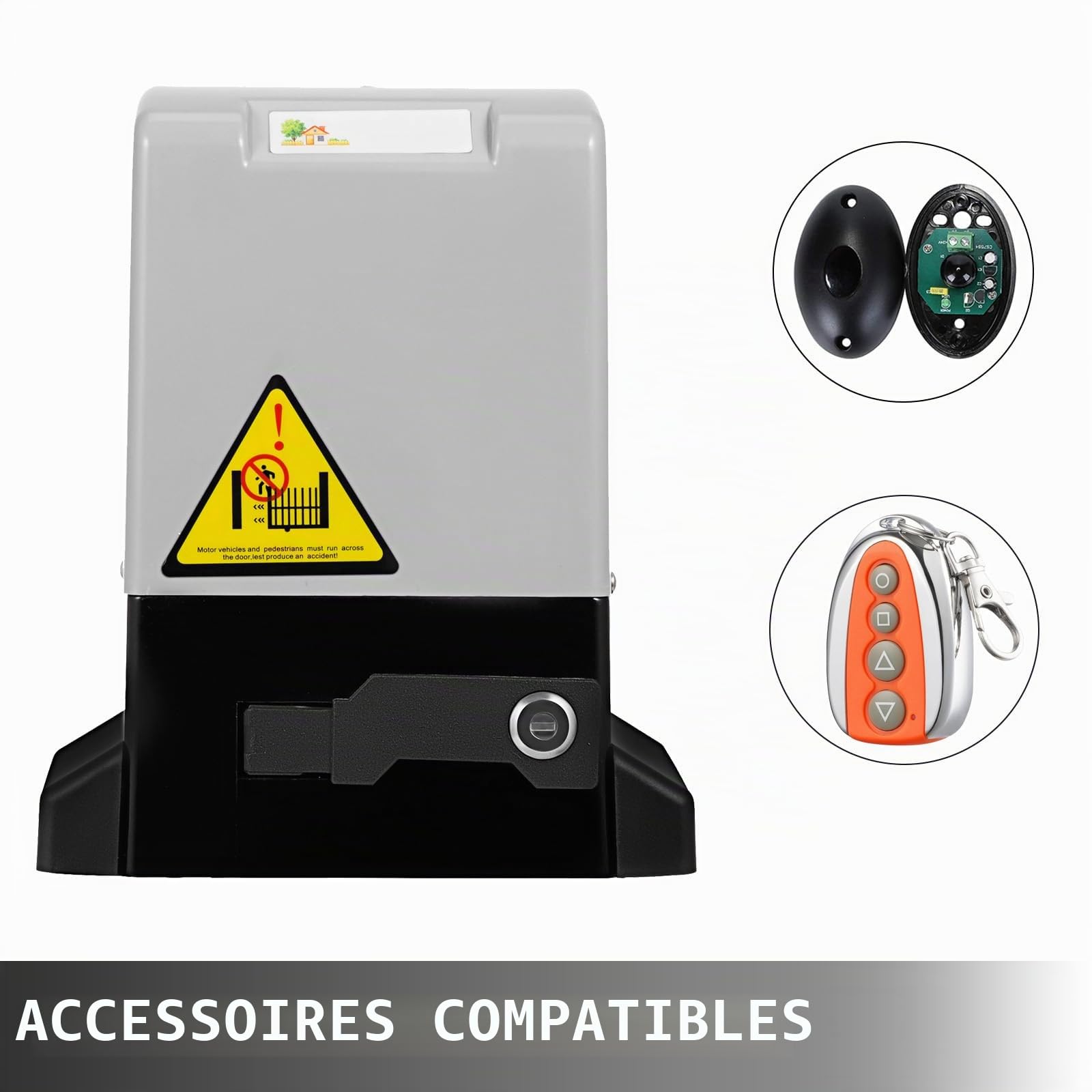 VEVOR Ouvre-Porte Coulissant, 600kg, Ouvre Portail Automatique 4 m avec Télécommandes, Moteur de Portail Électrique pour Allée Roulante, Kit Système Sécurité Opérateur de Portail