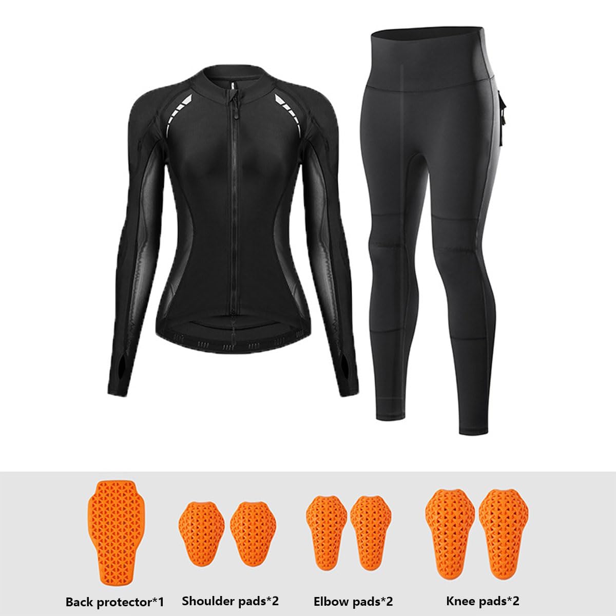 Set completo moto da donna: giacca e pantaloni protettivi imbottiture rimovibili in tessuto elasticizzato traspirante a rete ideale per la guida su strada e gli spostamenti quotidia(Size:L,Color:Nero)