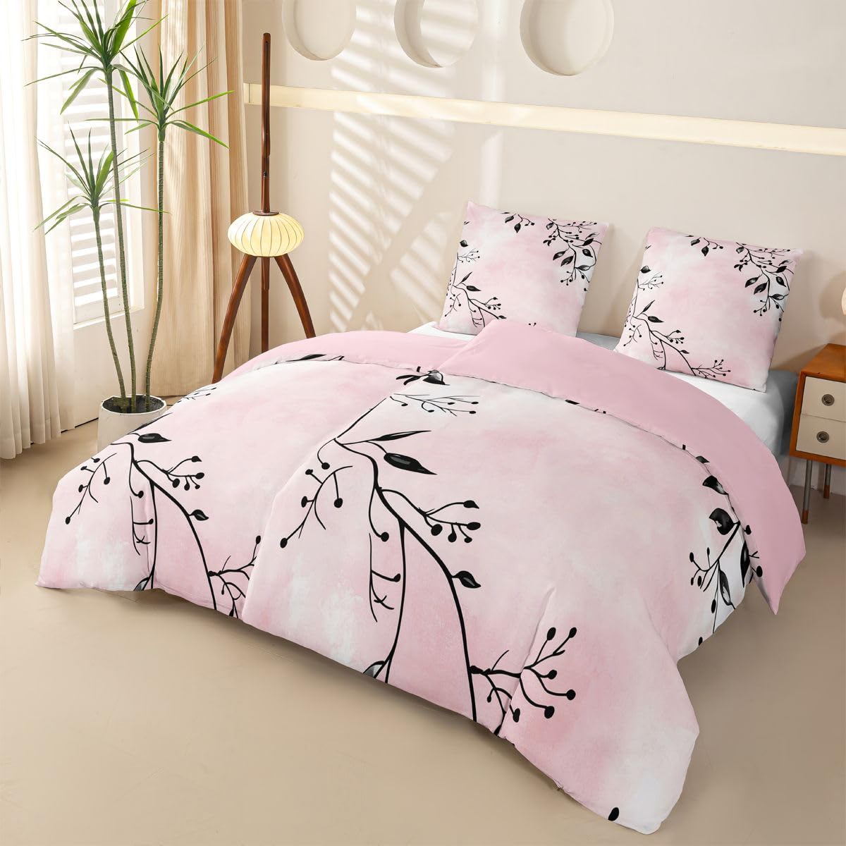 Homewish Kirschblüten Microfaser Bettwäsche 135x200 4teilig