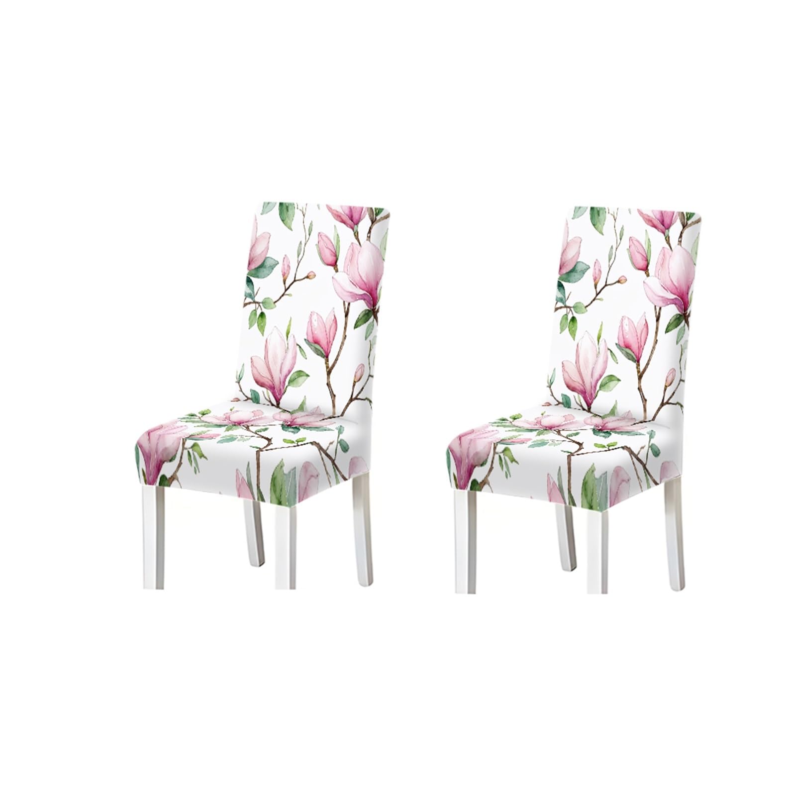 Kxuauv One Color Watercolor Pink Magnolia Floral Print Dining Chair Covers, Stretch Slipcovers For Kitchen Dining Room Spring, 2/4/6Pcs Seat Protectors For Restaurant Hotel Party(2Pcs Chair Cover)