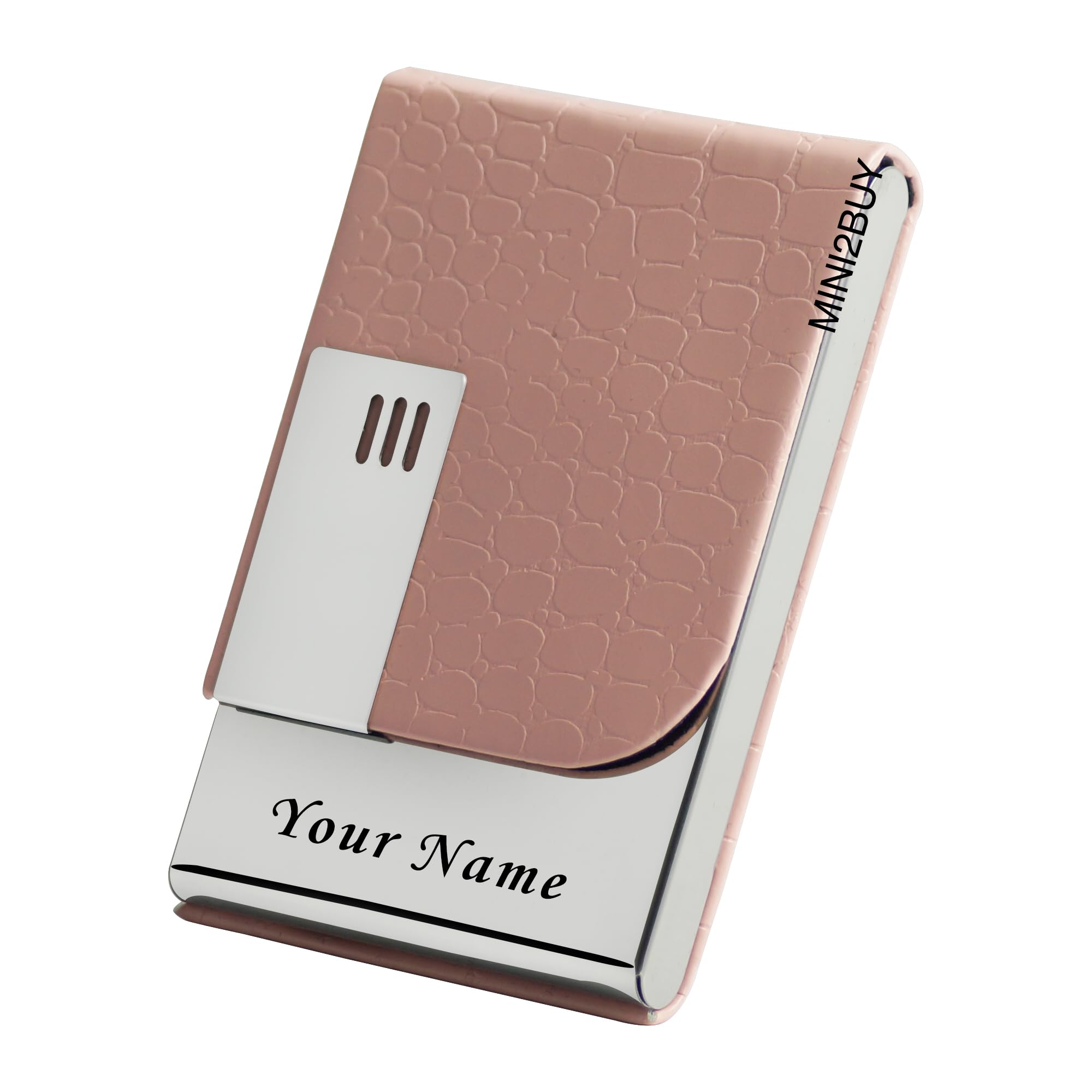 Engraved Your Name Customized On Vertical Card Holder -Luxurious Unisex Design-RFID Blocking Stainless Steel 1 x 10 x 6 cm for Credit|Debit|ATM|Business Visiting Corporate Gift (Pink-PTI)-image-20