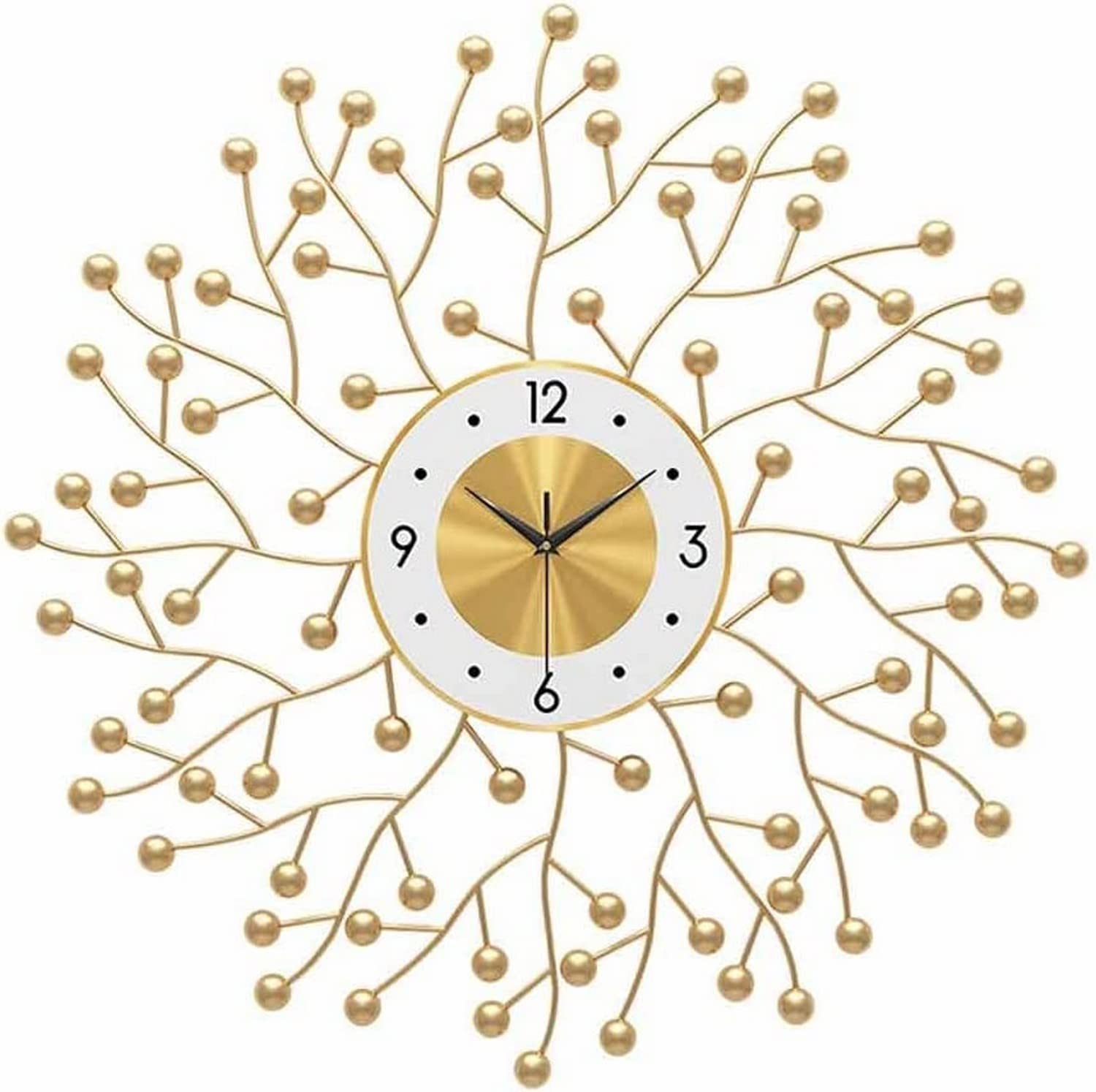 SaryEdge Wall Clock Modern Art Wall Clock Metal Wall Clock, Quartz, Metal, Wall Clock, Silent Easy to Read Wall Decor Clock, Gold 60Cm,