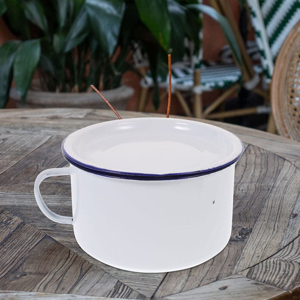 Luxshiny Emaille Suppenschüssel 14Cm Vintage Stil - Robuste Instant Nudelschale Für Reis Suppe Obst Und Salat Leicht Zu Reinigen Ideal Für Küche Haushalt Und Camping