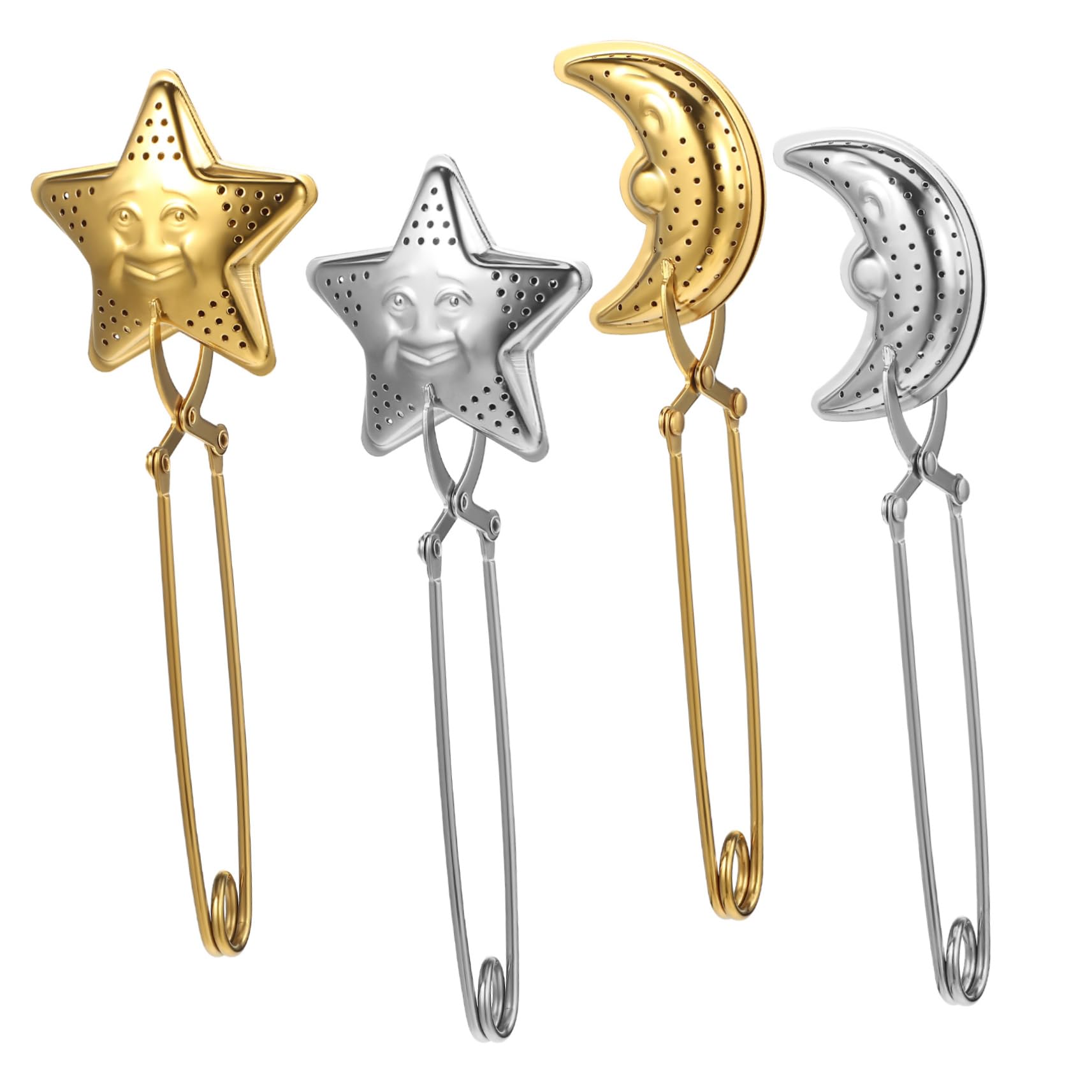 HOMSFOU 4pcs Star Infuser Loose Leaf Tea Strainers Handle Easy to Use and Colors