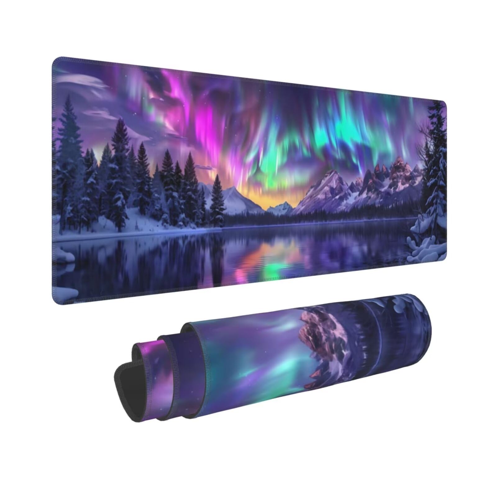 Tappetino Mouse, Tappetino Mouse Gaming Grande XXL 1500x800x3mm Tappetino Scrivania Mouse Pad, Base in Gomma Antiscivolo, Bordi Cuciti,Lavabile, Mousepad per Ufficio e Gaming (Paesaggio aurora) R-372