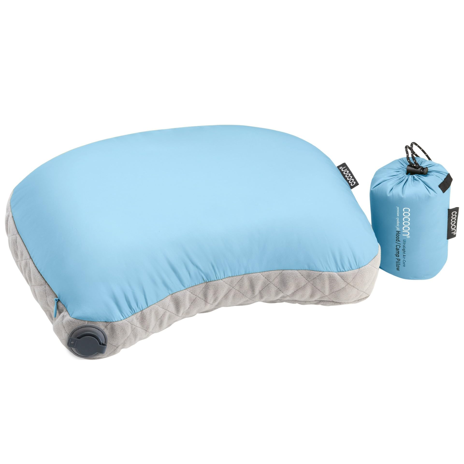 COCOON Air Core Hood/Camp Pillow, Light Blue/Grey