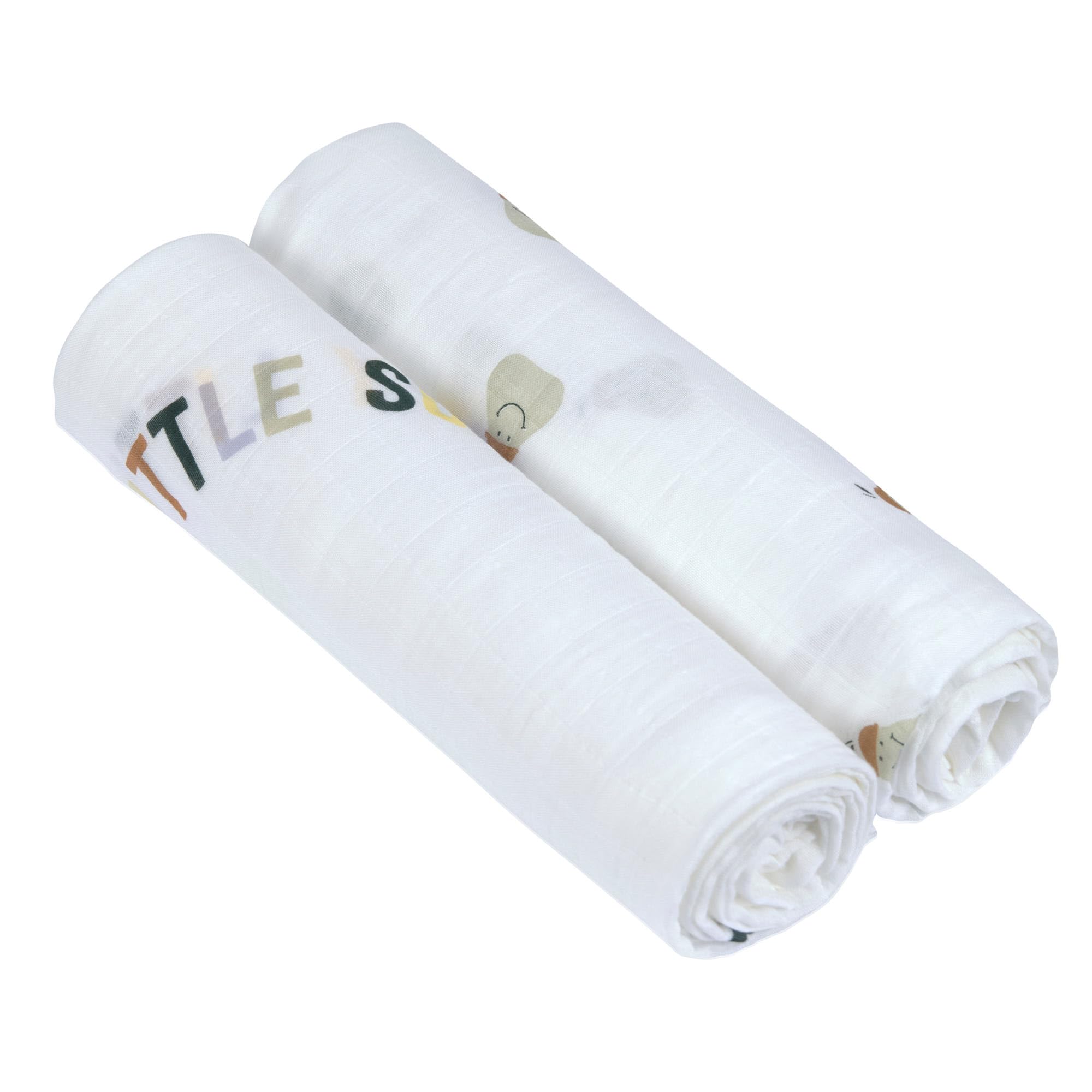 Lässig Baby Blanket Baby Bedding Set of 2 Cotton 120 x 120 cm/Heavenly Soft Swaddle XL Happy Fruits Pear