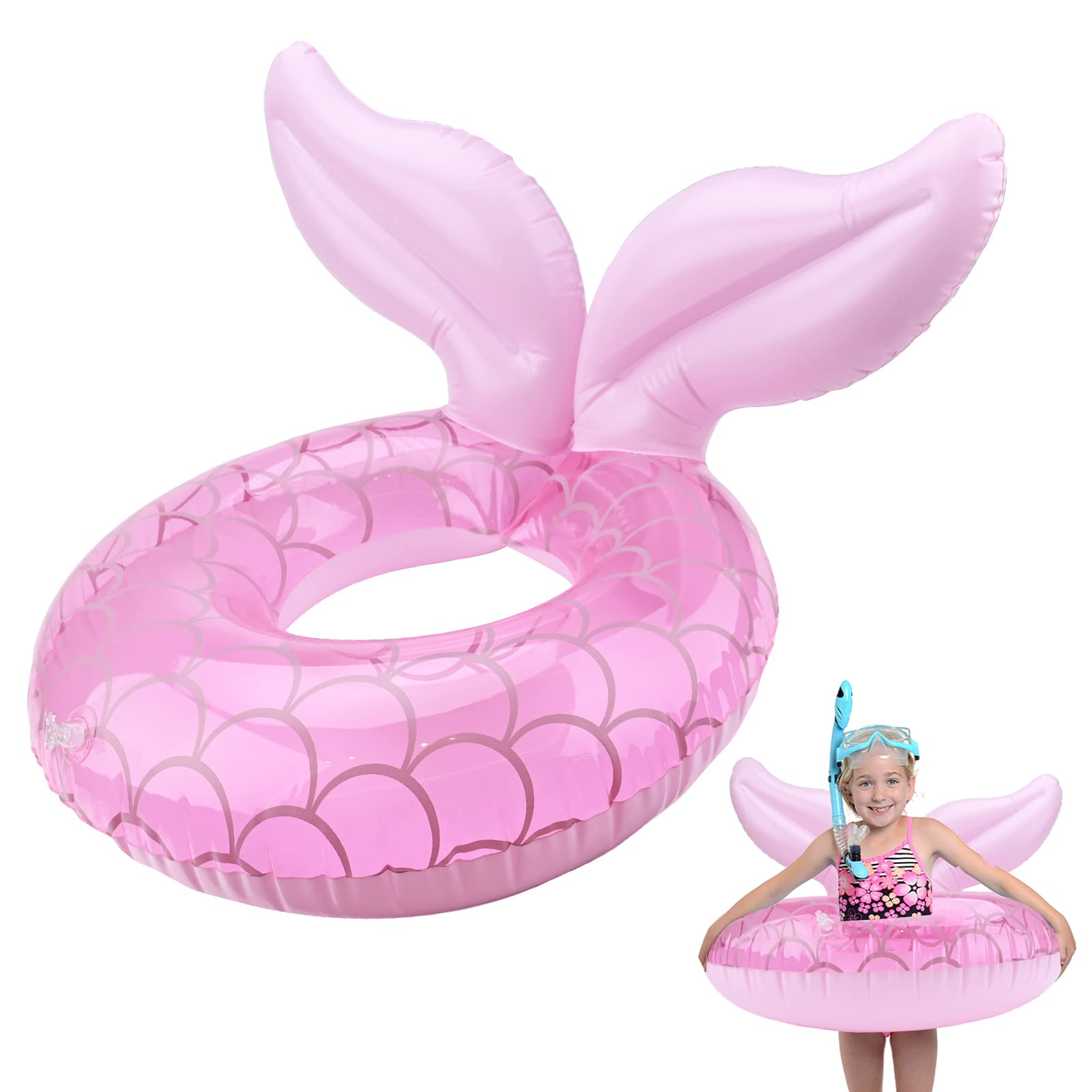 Swimming Ring for Kids Mermaid Pool Ring Inflatable Pool Floats Swimming Rubber Ring Inflatable Swimming Ring for Kids 2-9years Summer Pool Party and Water Sports