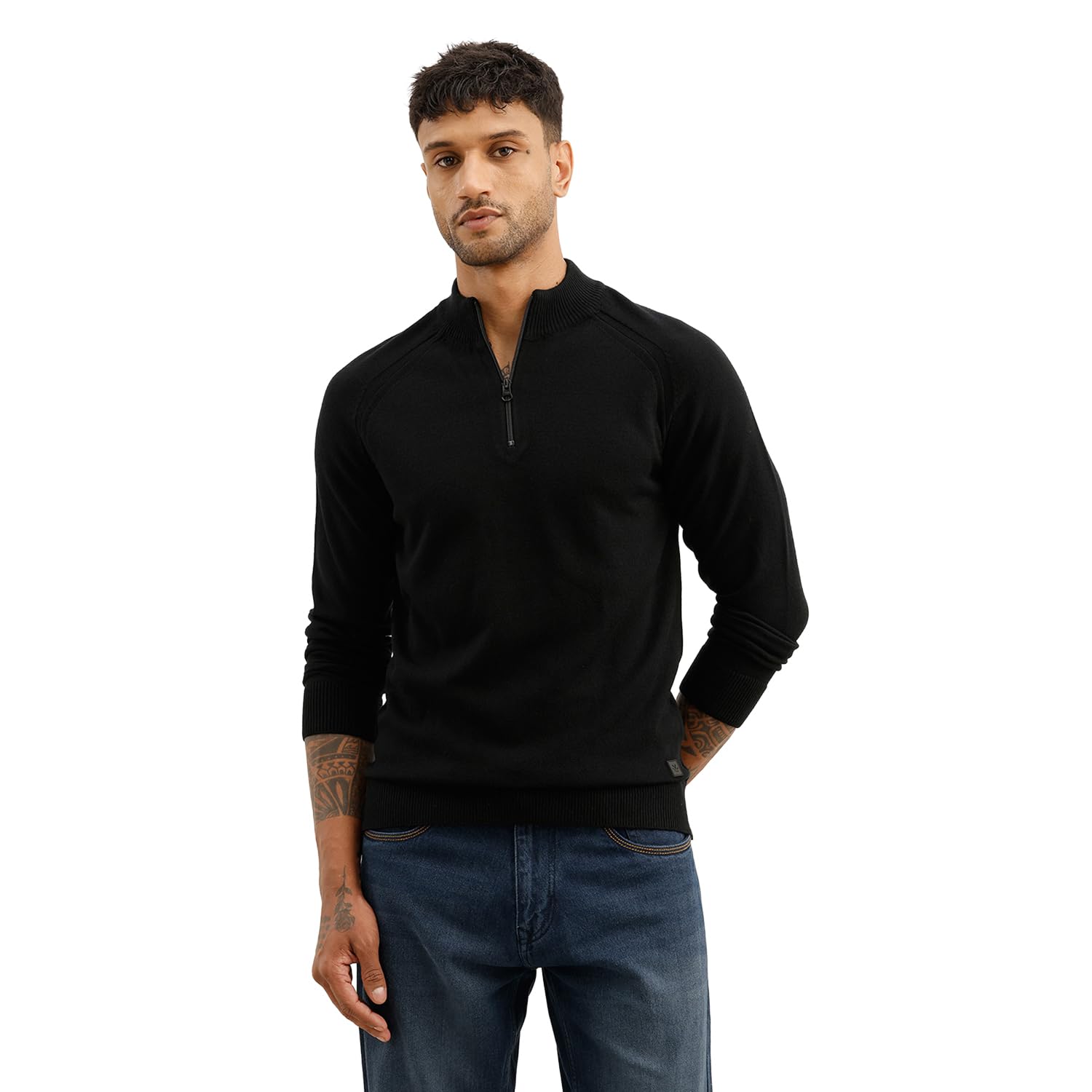 wrogn Men's Black High Neck Cozy Sweater-picture-42