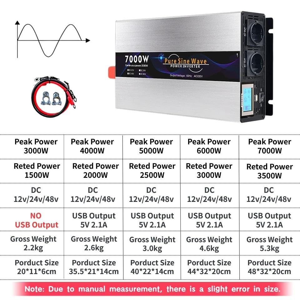 Onduleur 48v 220v 3000W à onde sinusoïdale pure pour installation solaire