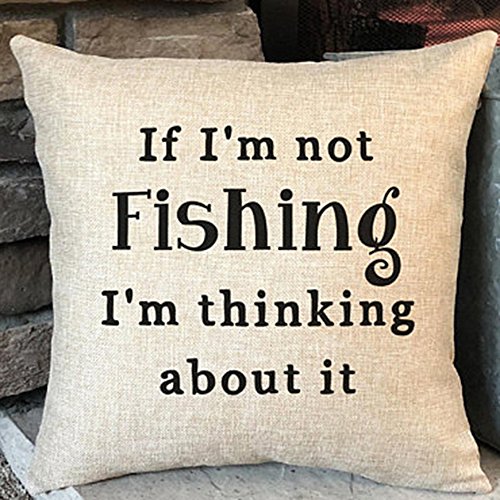 FaceYee Pillow Covers 18x18 Cushion Covers for Sofa Fishing Cabin Man Cave Decor Retirement Gift for Man Dad Fishing Pillow Gift Color:1