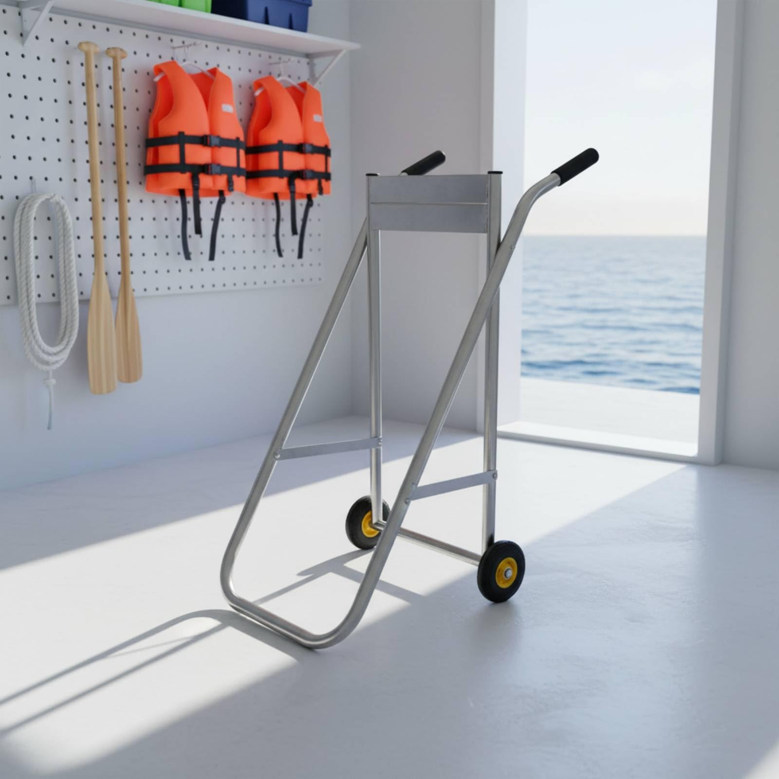 kowaku Carrello Motore Fuoribordo Carrello Motore Marino Supporto Trolley Pieghevole Struttura in Acciaio Inox con Ruote Compatte E Impugnature Sicure per, Style to 2