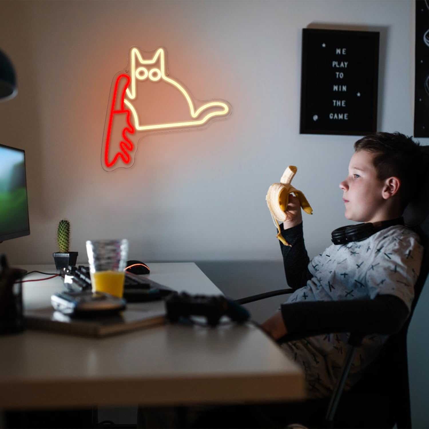 Katze mit Messer Neon Schild für Wanddekoration Lustige Katze Neon Licht Cat Neon Licht LED Katze für Nette Katze Home Wand Dekor Kid Room Schlafzimmer Haustier Shop