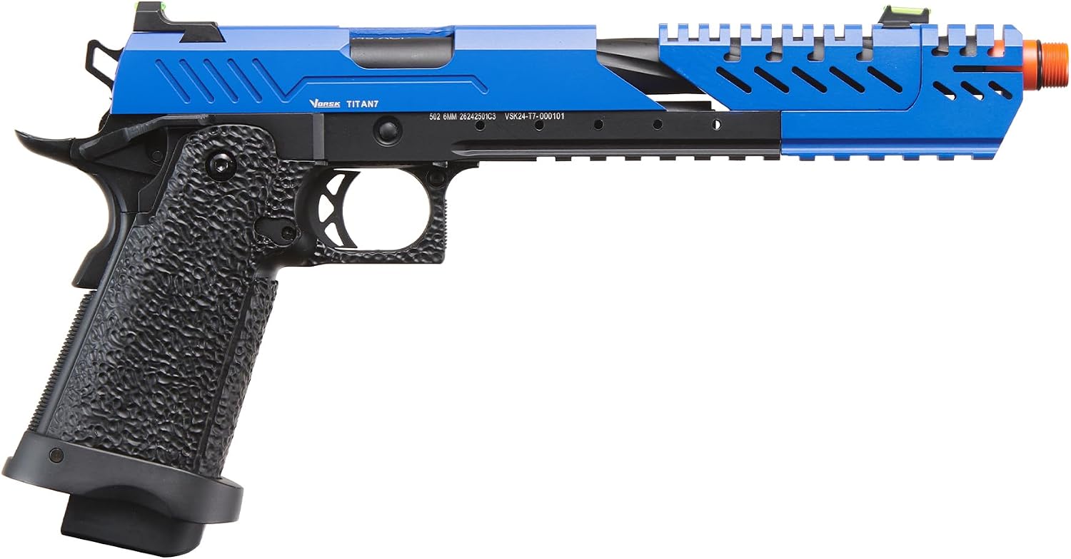 Vorsk Aluminum CNC Airsoft Titan Hi-Capa Extended Gas Blowback Pistol w/ 20mm Rail