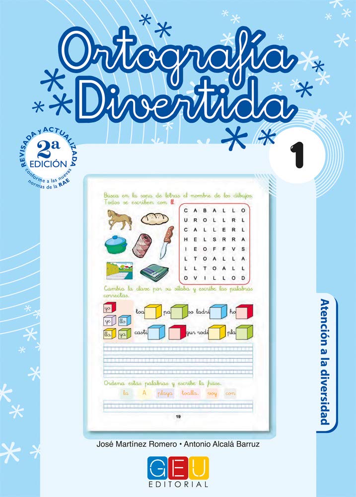 Ortografía divertida 1 / Editorial GEU / 1º Primaria / Mejora la ortografía / Recomendado como apoyo / Con actividades sencillas de repaso (SIN COLECCION) Pack Ortografía Divertida 1º Primaria: Cuadernos 1, 2 y 3 | Material de Refuerzo Actividades Sencillas | Editorial GEU: Ortografía Divertida Educación Primaria