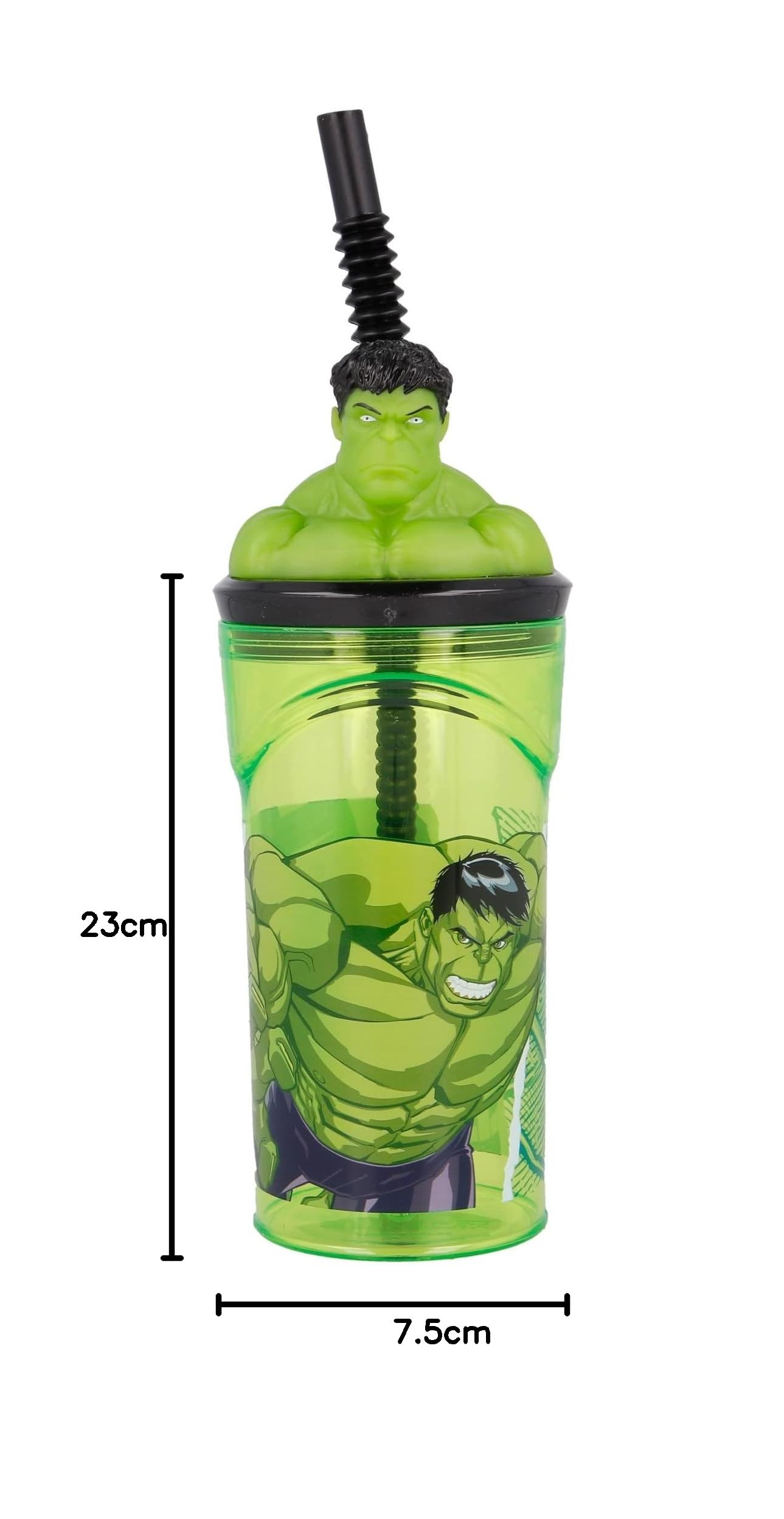 Boyz Toys Bicchiere 3D Con Personaggio Hulk - 360 Ml Con Cannuccia E Coperchio - 2