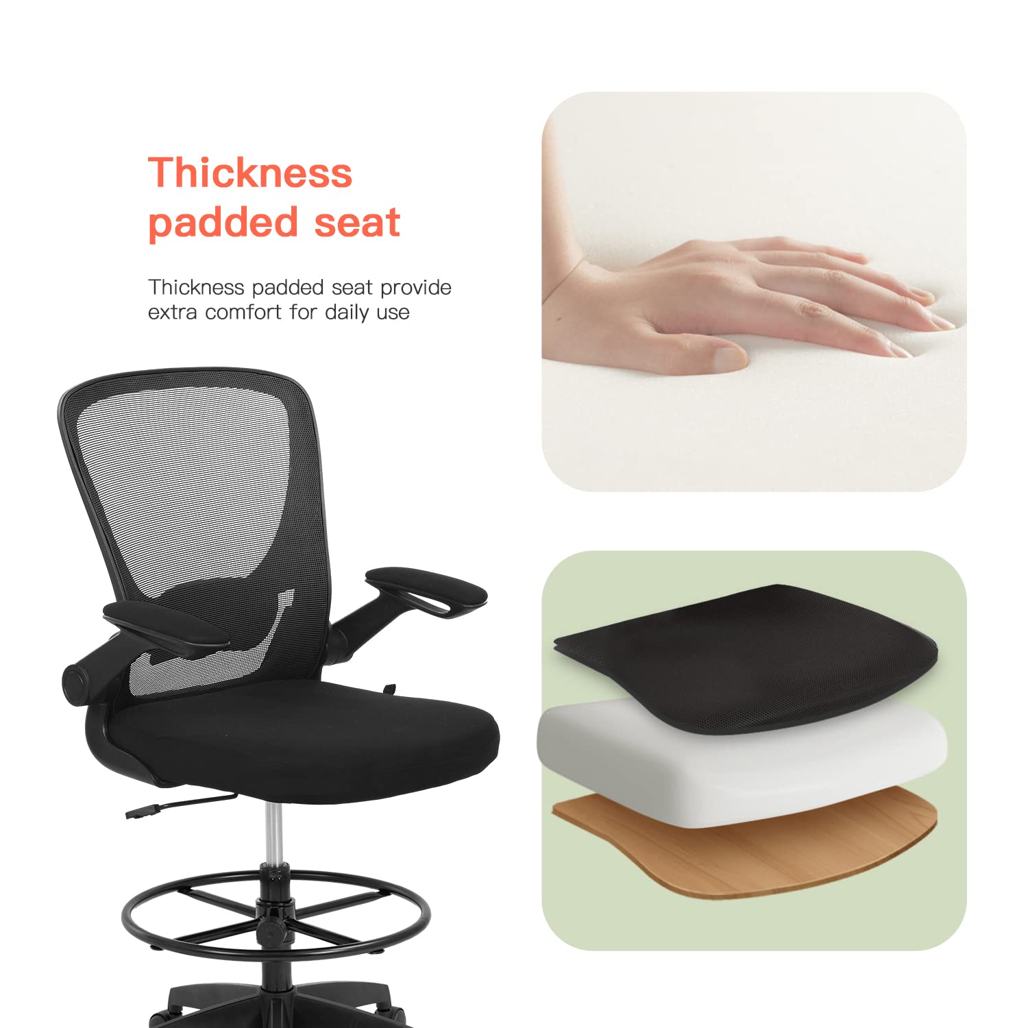 【95OFF!】 輸入専門CLEARS SHOP新品HighBack Mesh Ergonomic Drafting Chair Tall