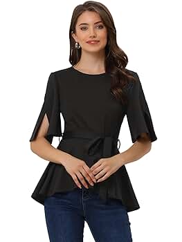 トップス Acka. peplum loose sweat black Acka peplum loose sweat