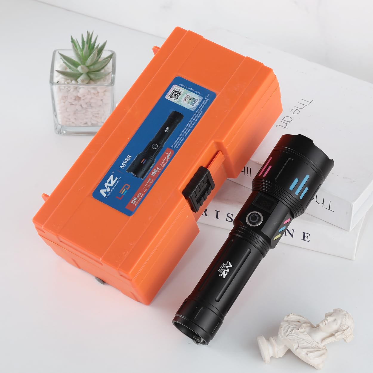 MZ M988 (Rechargeable LED Metal Torch) Zoomable 5 Modes Flashlight