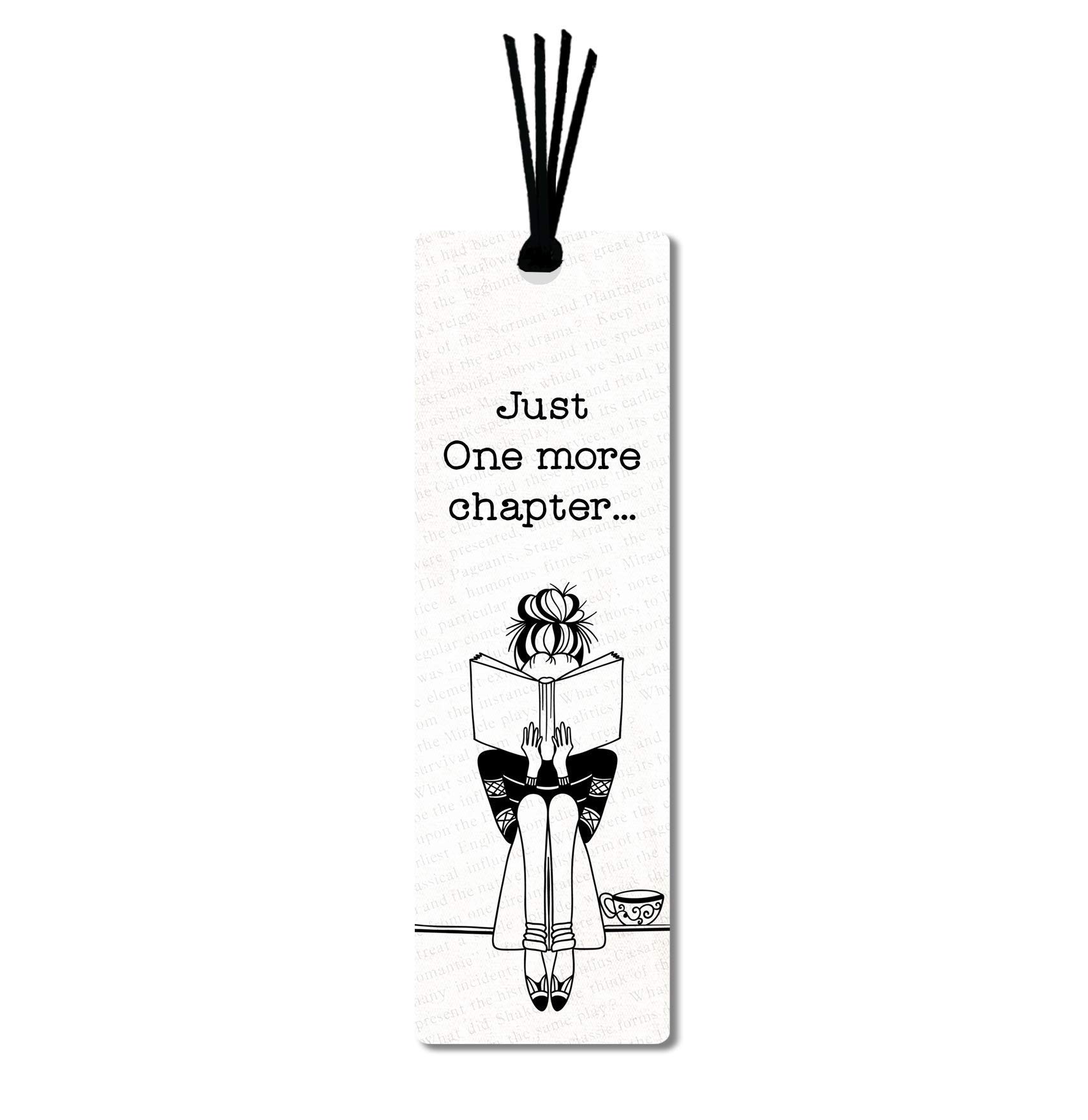 Just One More Chapter Metal Bookmark Girl Reading
