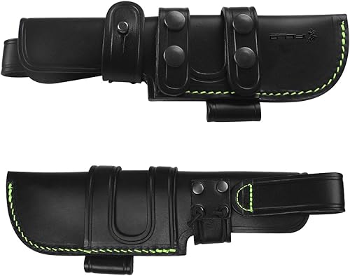 Miniatura 3 de iFIELD Bushcraft - Cuchillo de supervivencia EL29118, hoja de satén Bohler N690CO de 4.5 pulgadas, mango TRF, funda de cuero negro, fabricado en